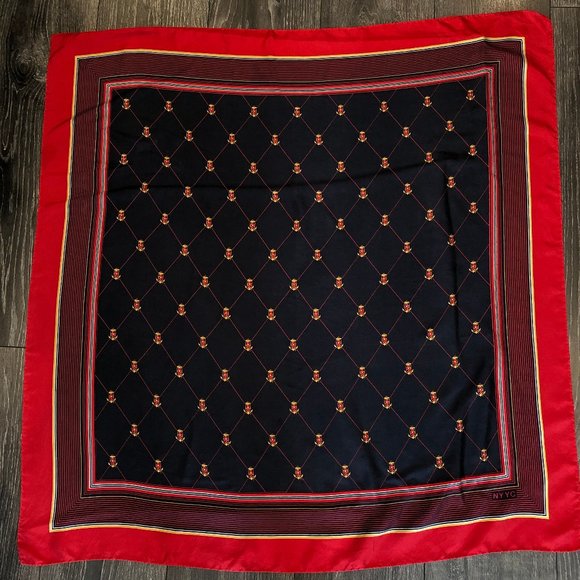 Warden-Brooks Accessories - 🔥3/30$🔥 Vintage Warden-Brooks Silk Menswear-Inspired Navy 34" Square Scarf